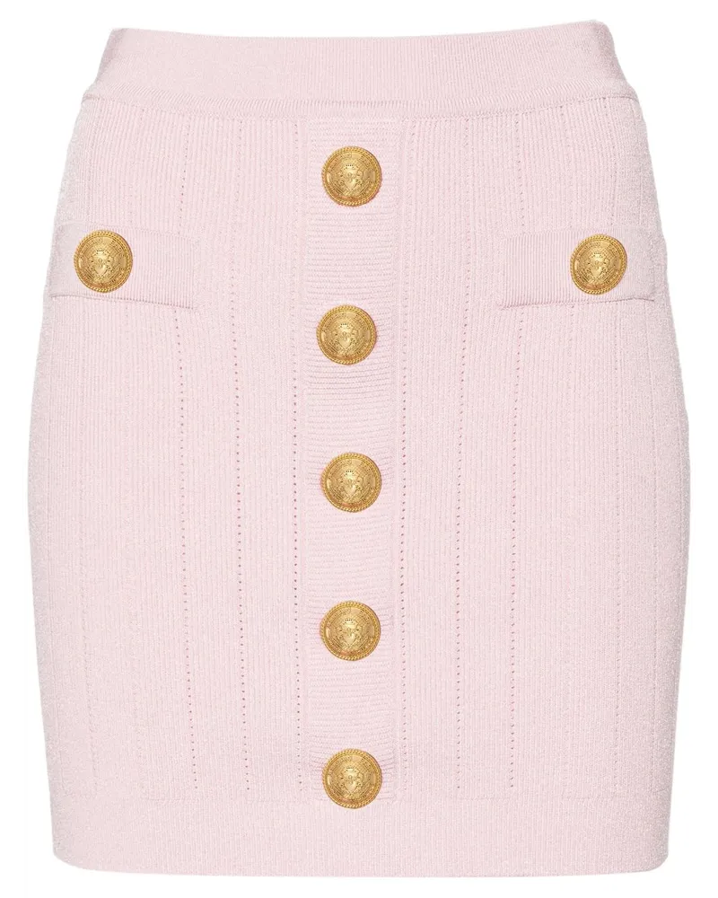 Balmain Minirock mit hohem Bund Rosa