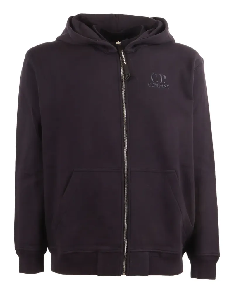 C.P. Company Diagonal Raised Fleece Lens Hoodie - Blau Blau