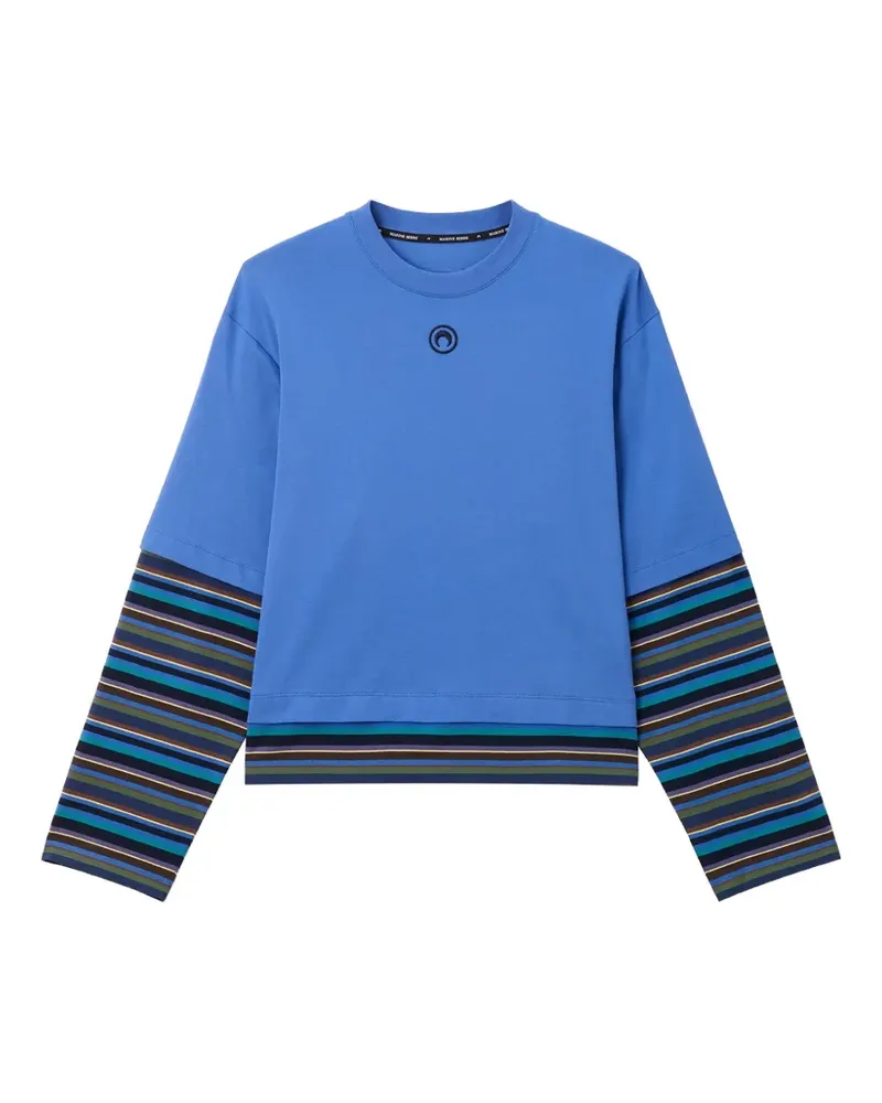 Marine Serre T-Shirt mit Mond-Patch - Blau Blau