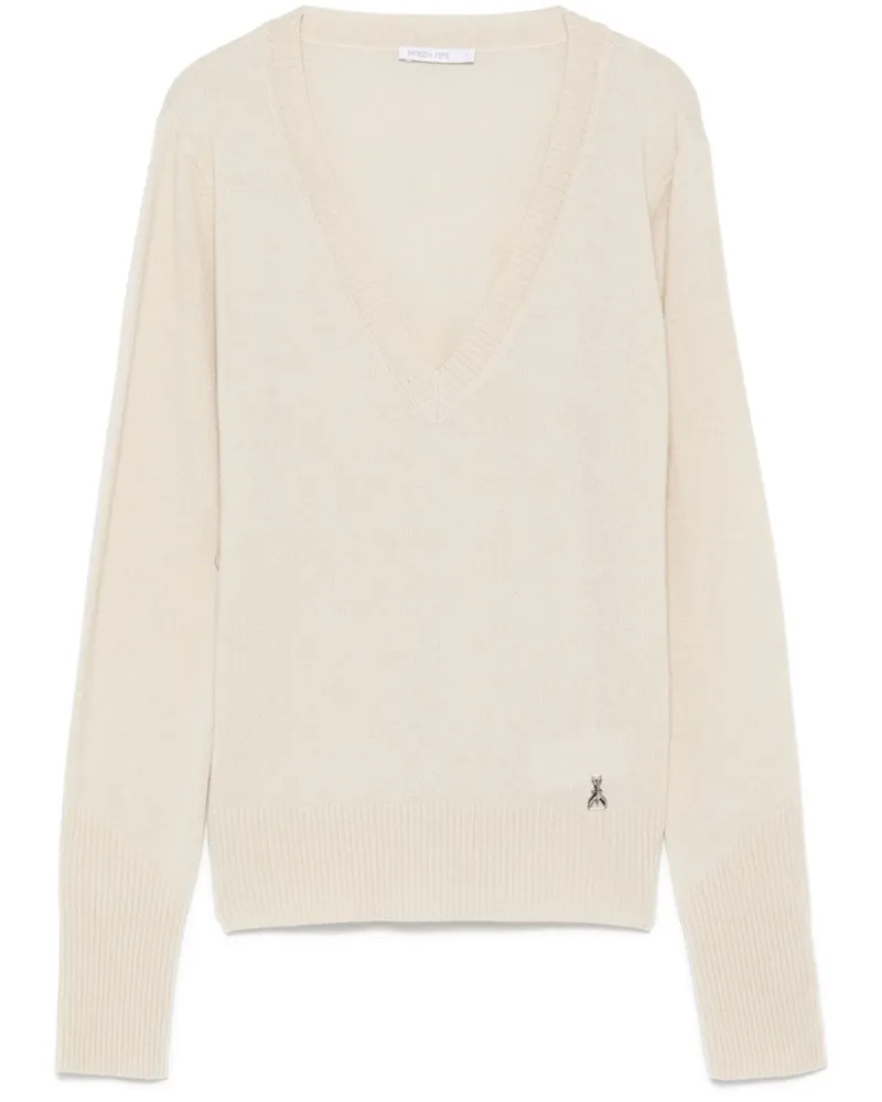 Patrizia Pepe Kaschmirpullover mit V-Ausschnitt - Nude Nude