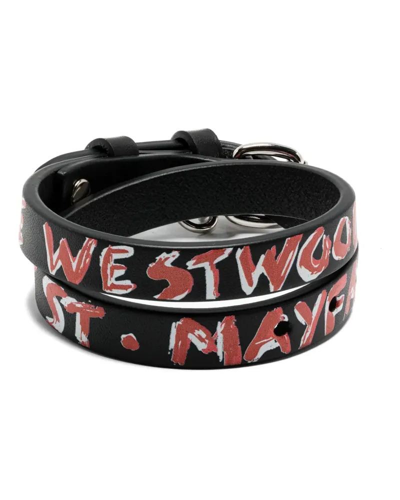Vivienne Westwood Orb-embellished leather bracelet - Schwarz Schwarz