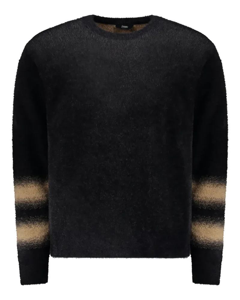 Herno striped-cuff crew-neck sweater - Schwarz Schwarz