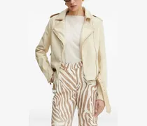 Asymmetrische Bikerjacke mit Gürtel - Nude
