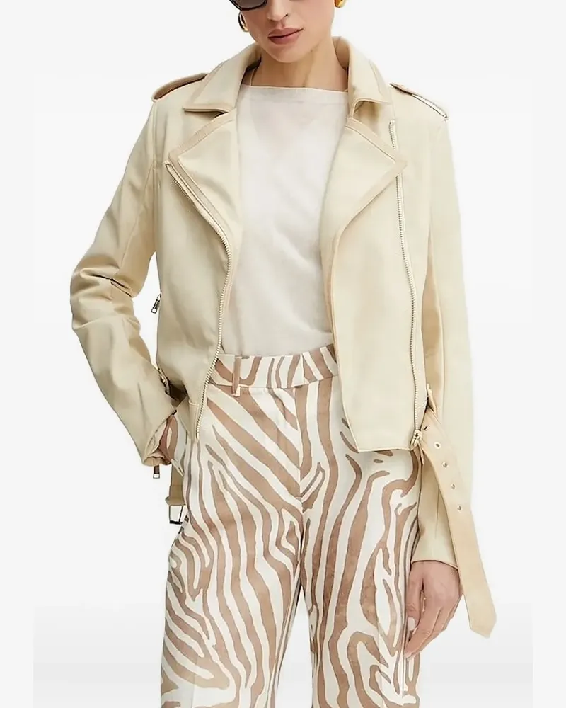 Guess Asymmetrische Bikerjacke mit Gürtel - Nude Nude
