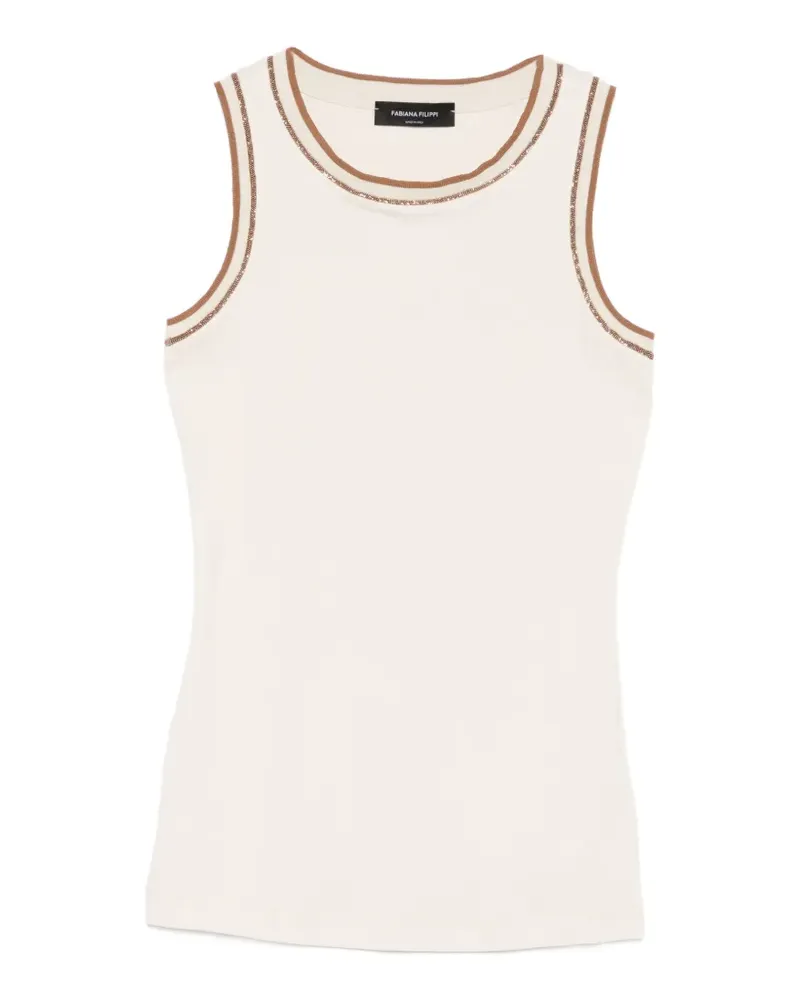 Fabiana Filippi contrast-trim sleeveless tank top - Nude Nude