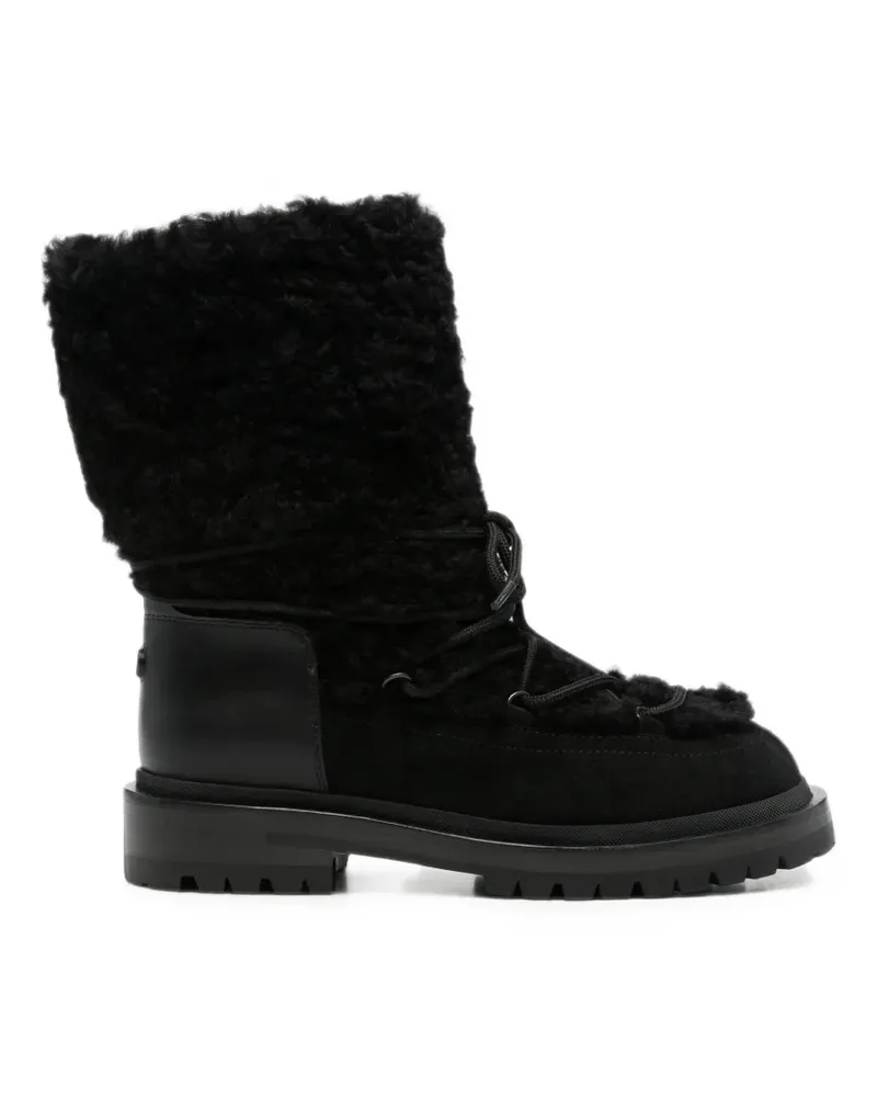 Sergio Rossi shearling-trim lace-up boots - Schwarz Schwarz