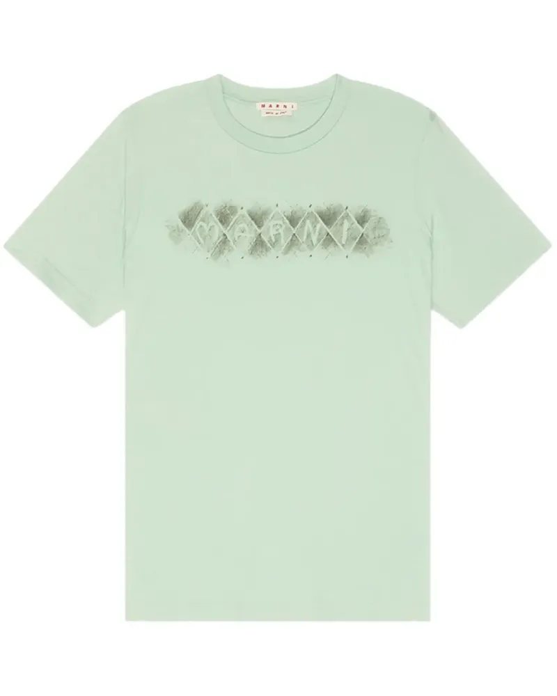 Marni T-Shirt mit Logo-Print - Grün Grün