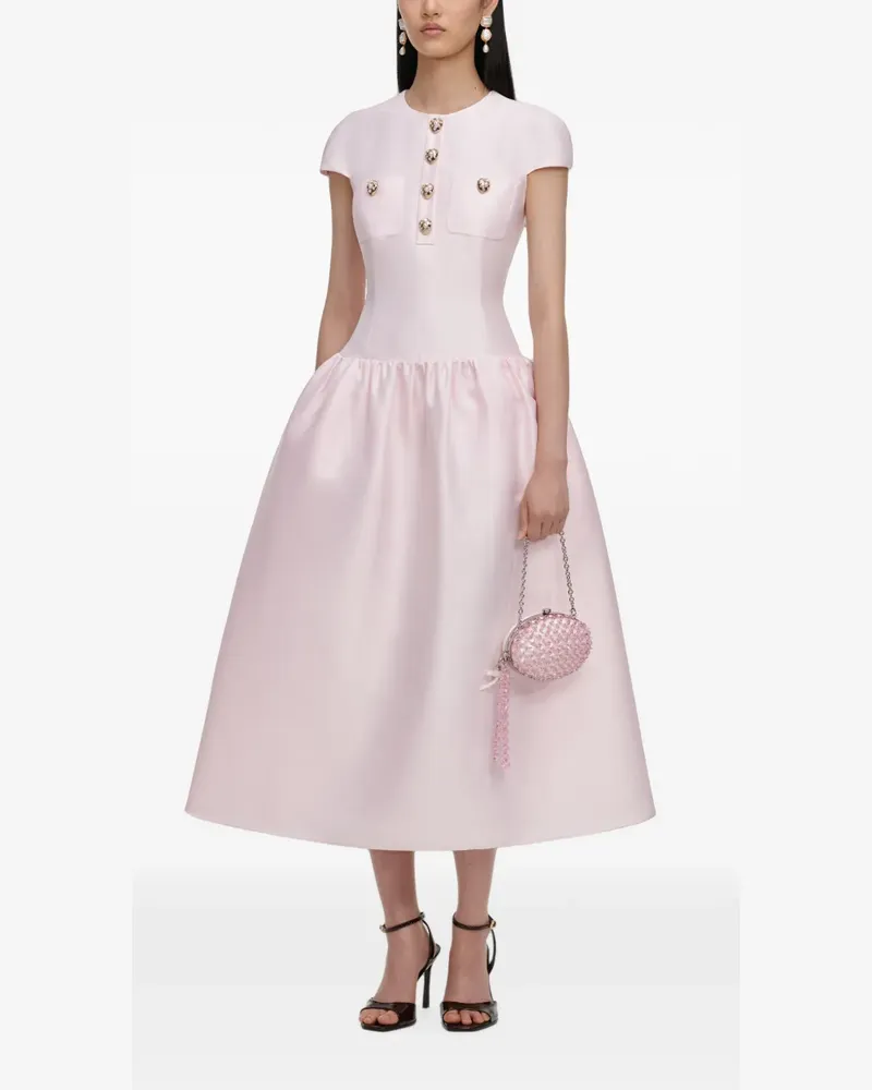 Self-Portrait pink taffeta buttoned midi dress - Rosa Rosa