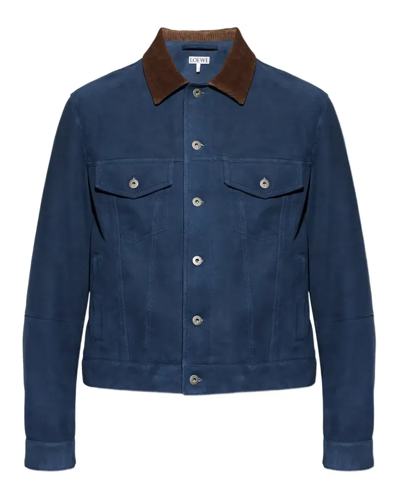 Loewe corduroy-collar suede jacket - Blau Blau