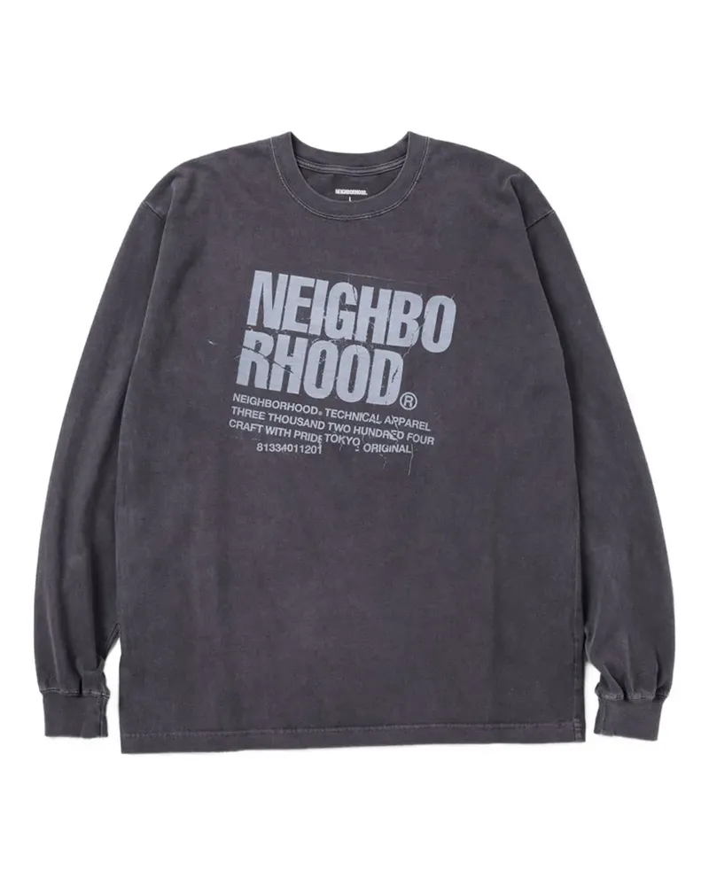 Neighborhood Langarmshirt mit Logo-Print - Schwarz Schwarz