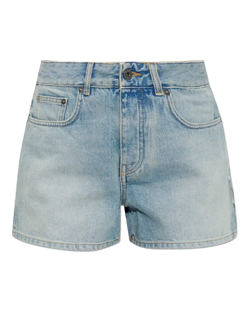 OFF-WHITE logo-embroidered denim shorts - Blau Blau