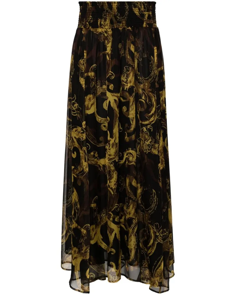 Versace Jeans Maxikleid mit Watercolour Couture-Print Schwarz