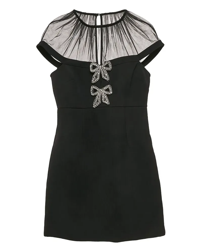 Self-Portrait Schleifenkleid mit Mesh-Einsatz - Schwarz Schwarz