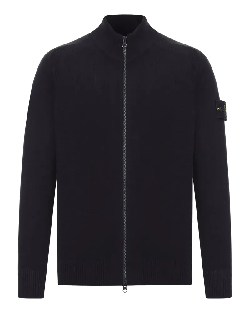 Stone Island 5100044 Wollcardigan mit Reißverschluss - Schwarz Schwarz