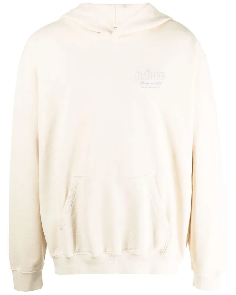 SPORTY & RICH logo-print cotton hoodie Neutrals