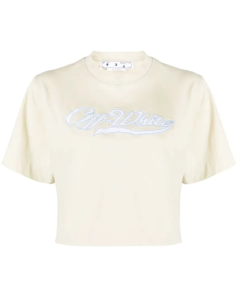 OFF-WHITE Cropped-T-Shirt mit Logo-Print - Nude Nude