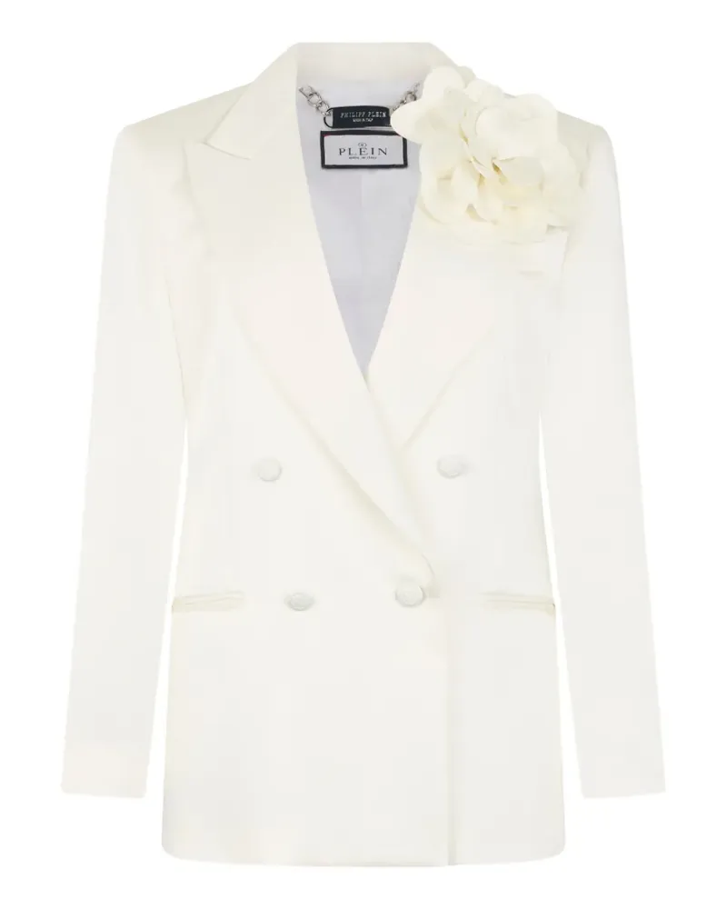 Philipp Plein Doppelreihiger Blazer mit Blumendetail - Nude Nude