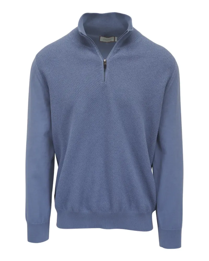 Canali textured-knit zip-up sweater - Blau Blau