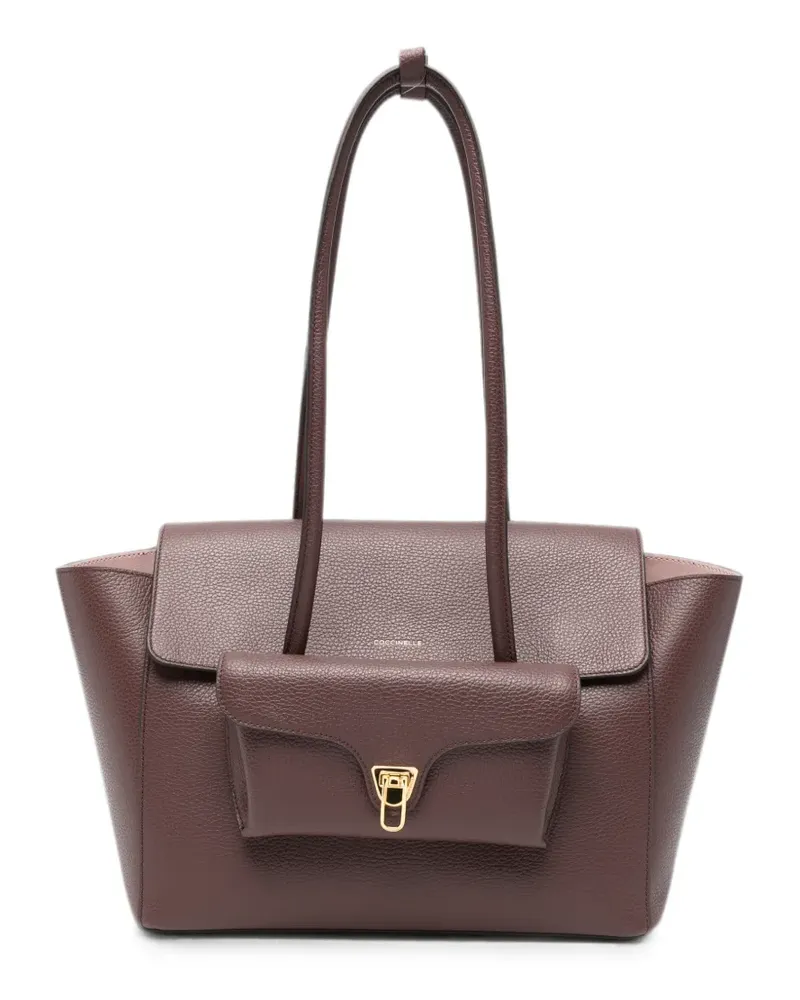 Coccinelle logo-detail leather shoulder bag - Braun Braun