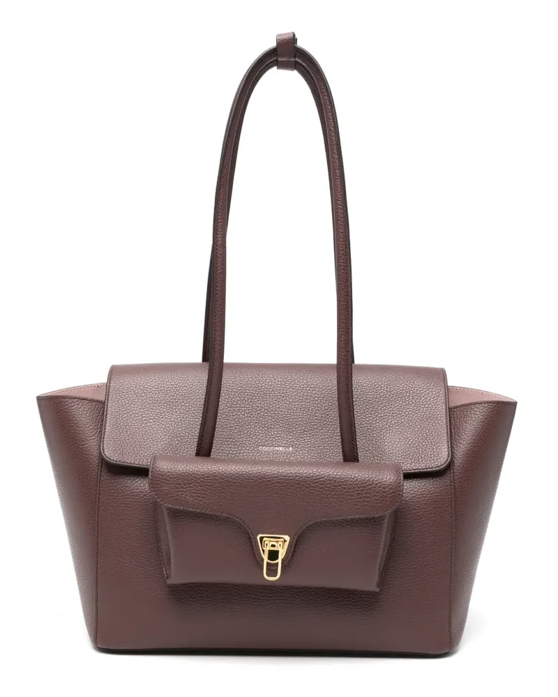 Coccinelle logo-detail leather shoulder bag - Braun Braun