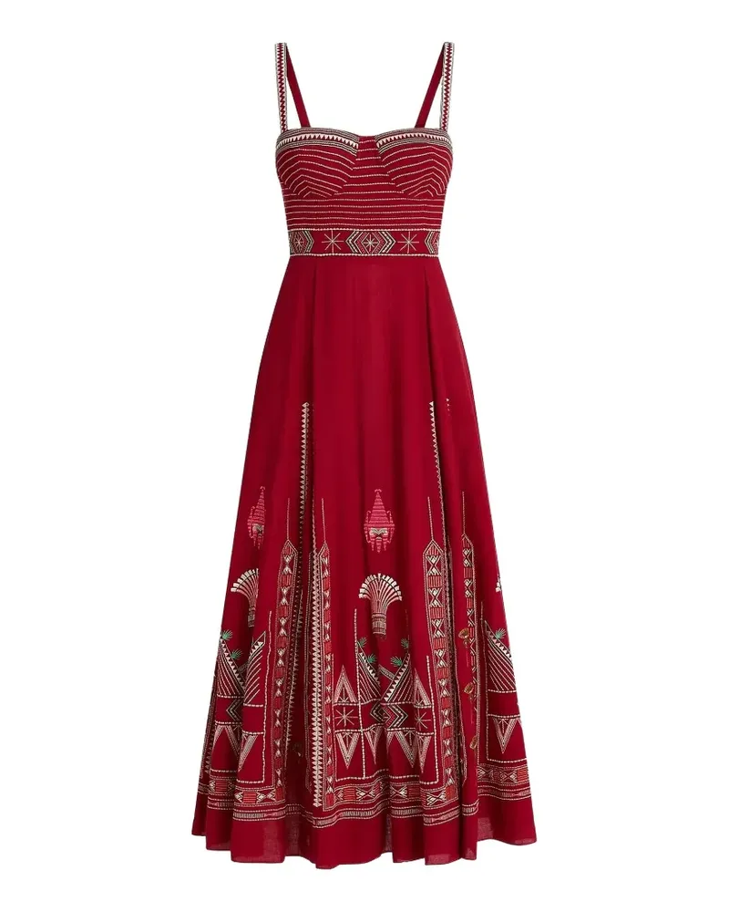 Emporio Sirenuse embroidered-detail sleeveless dress - Rot Rot