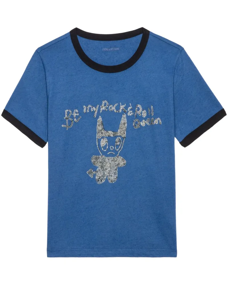 Zadig & Voltaire T-Shirt mit Kristallen - Blau Blau