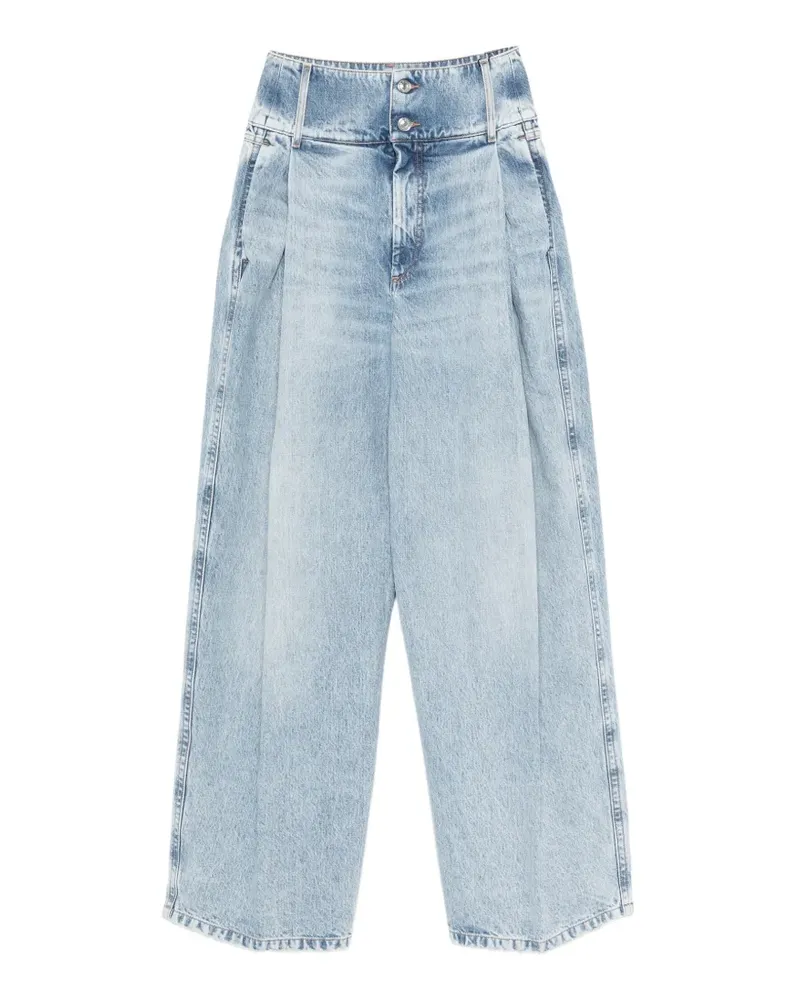 SPORTMAX Salbatro button-embellished pleated denim trousers - Blau Blau