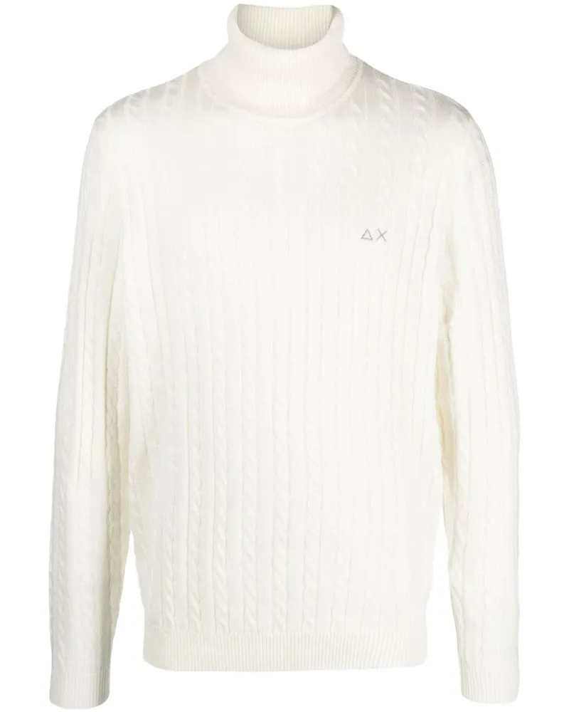 Sun68 Pullover mit Zopfmuster - Weiß Weiß