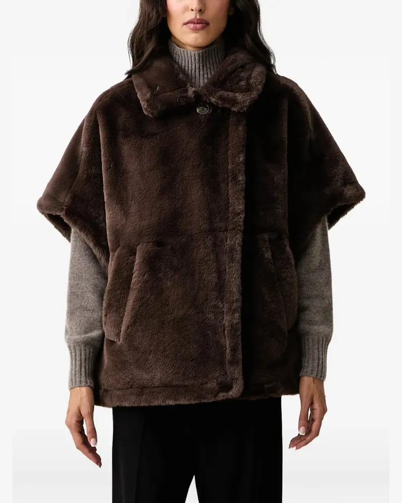 DKNY faux-fur short-sleeve jacket - Braun Braun