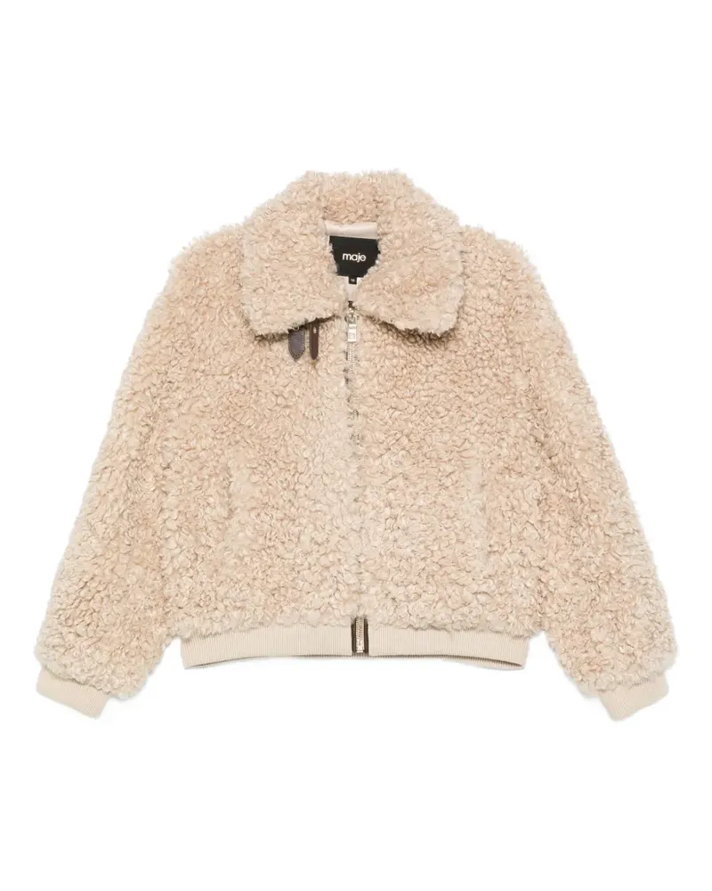Maje Jacke aus Faux Fur mit Teddy-Effekt - Nude Nude