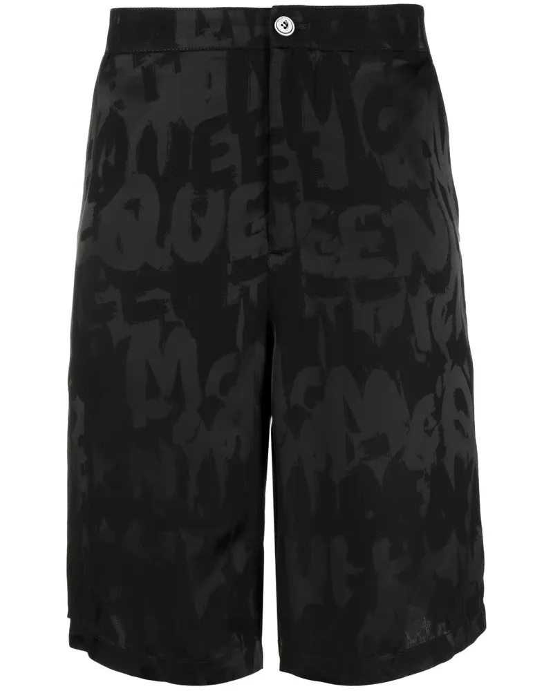 Alexander McQueen Shorts aus Graffiti-Jacquard - Schwarz Schwarz