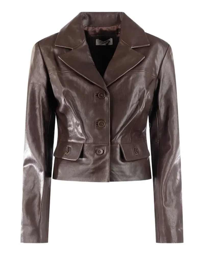 PENCE button-up leather jacket - Braun Braun