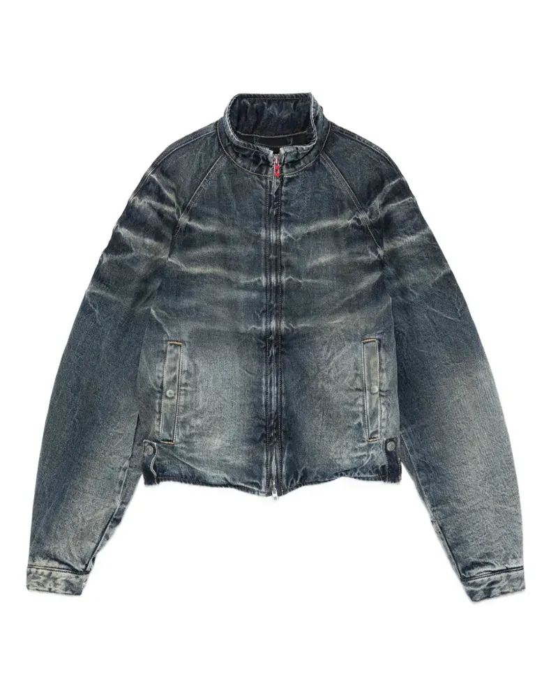 Diesel Ausgeblichene Jeansjacke mit Raglanärmeln - Blau Blau