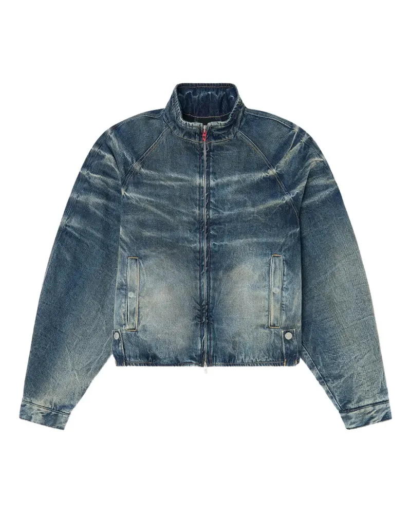 Diesel Ausgeblichene Jeansjacke mit Raglanärmeln - Blau Blau