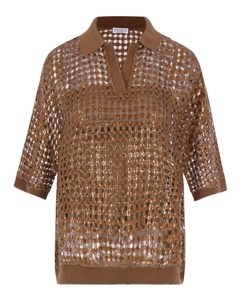 Brunello Cucinelli sequin-embellished open-knit sweater - Braun Braun