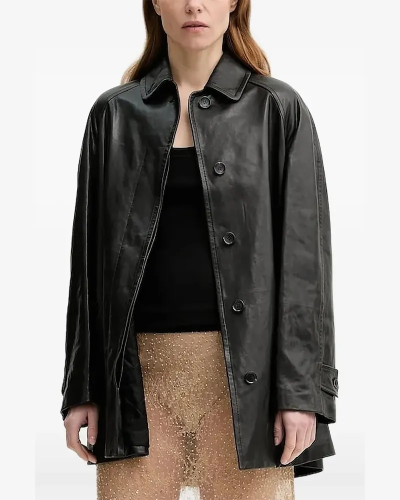 Bally Lederjacke mit Knöpfen - Schwarz Schwarz