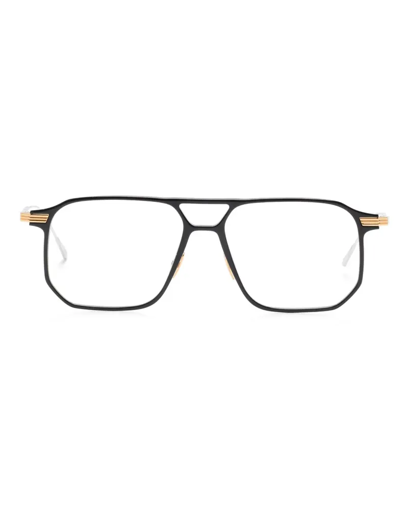 Cutler and Gross Eckige Sonnenbrille mit goldfarbenem Detail - Schwarz Schwarz
