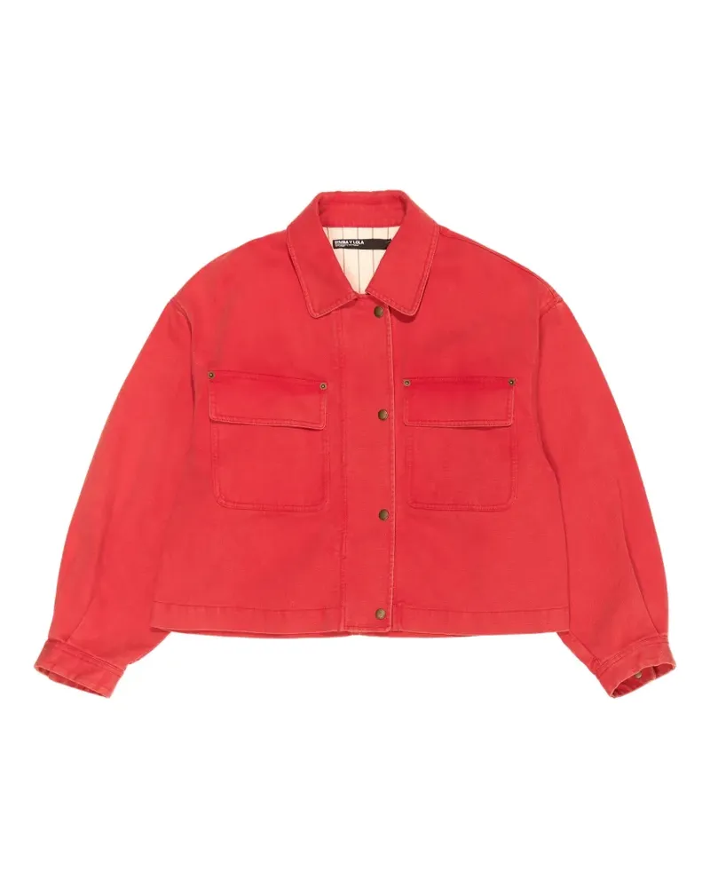 BIMBA Y LOLA Cropped-Jacke mit Rundhalsausschnitt - Rot Rot
