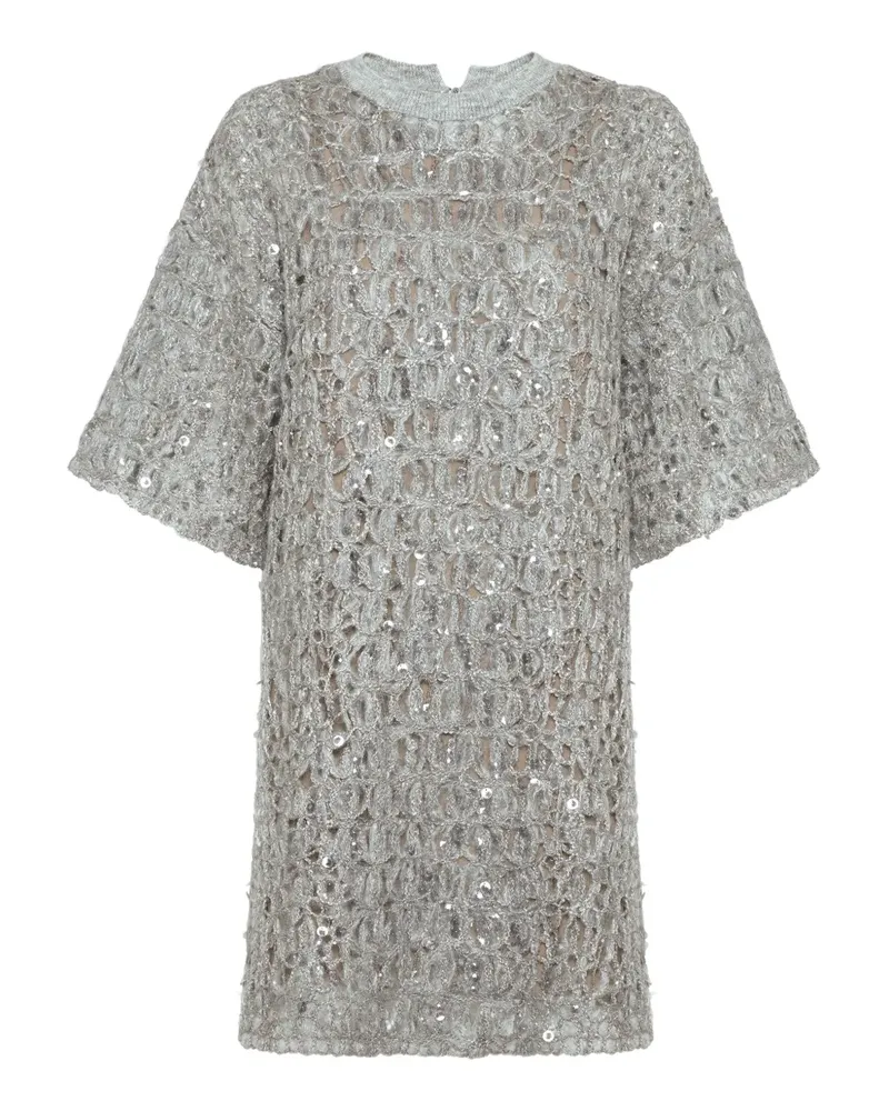 Brunello Cucinelli Minikleid mit Pailletten - Grau Grau
