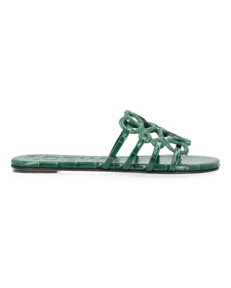 Loewe Anagram Sandalen mit Kroko-Effekt - Grün Grün