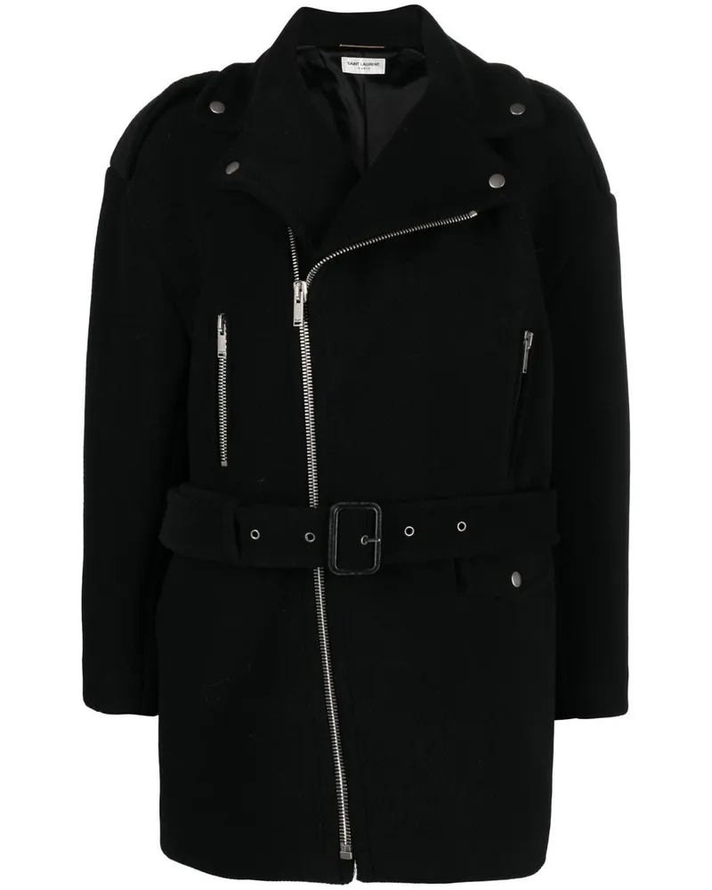 Saint Laurent Mantel mit Reißverschluss - Schwarz Schwarz