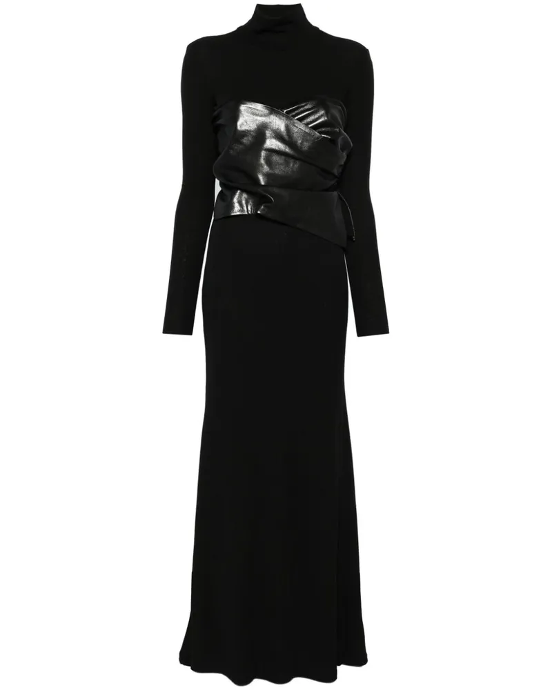 Nanushka Drapiertes Maxikleid mit Rollkragen - Schwarz Schwarz