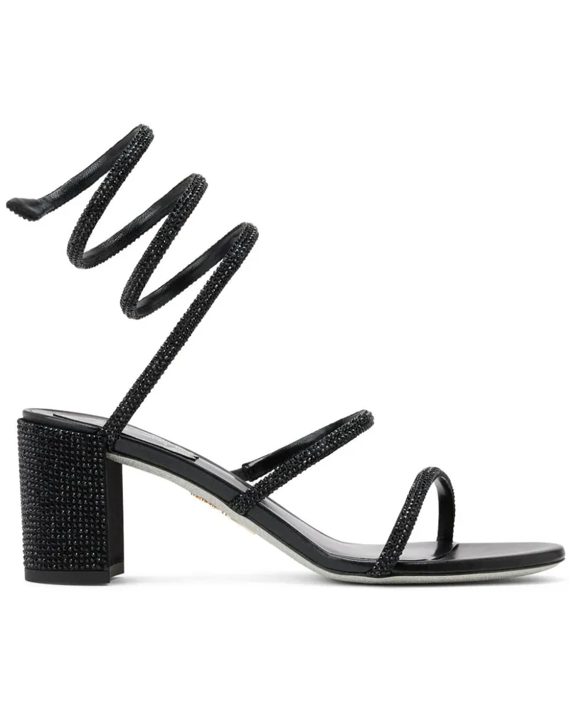 René Caovilla Strassverzierte Sandalen aus Satin - Schwarz Schwarz