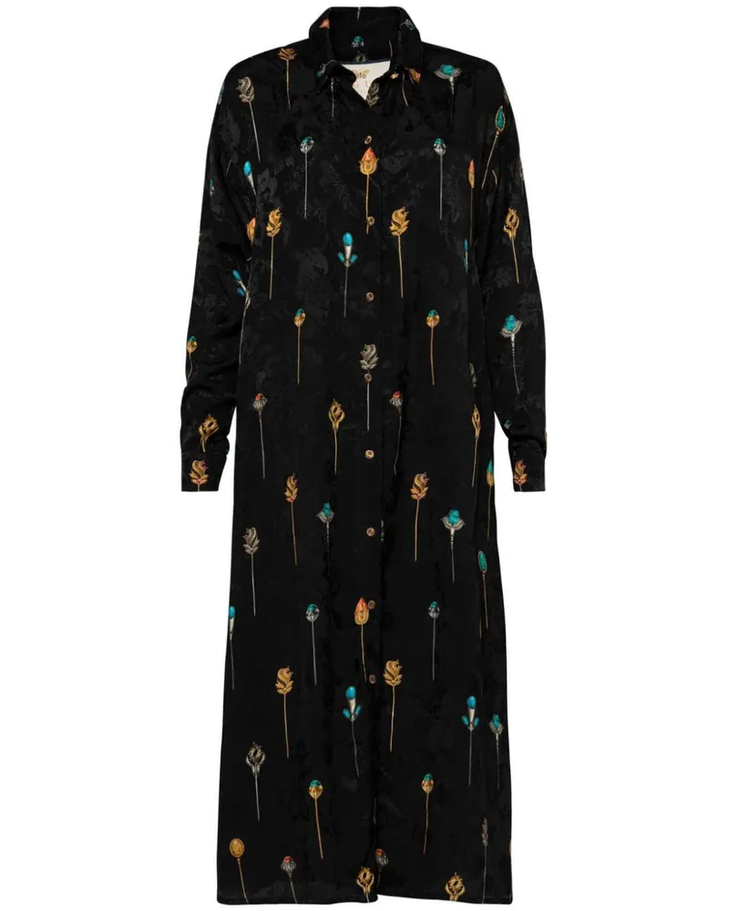 AGUA BENDITA Frida Ornamento Maxi-Hemdkleid - Schwarz Schwarz