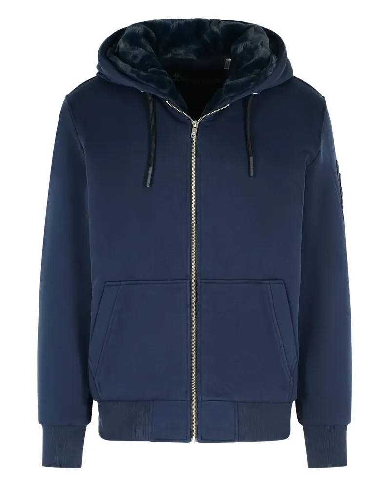 Moose Knuckles logo-patch drawstring hoodie - Blau Blau