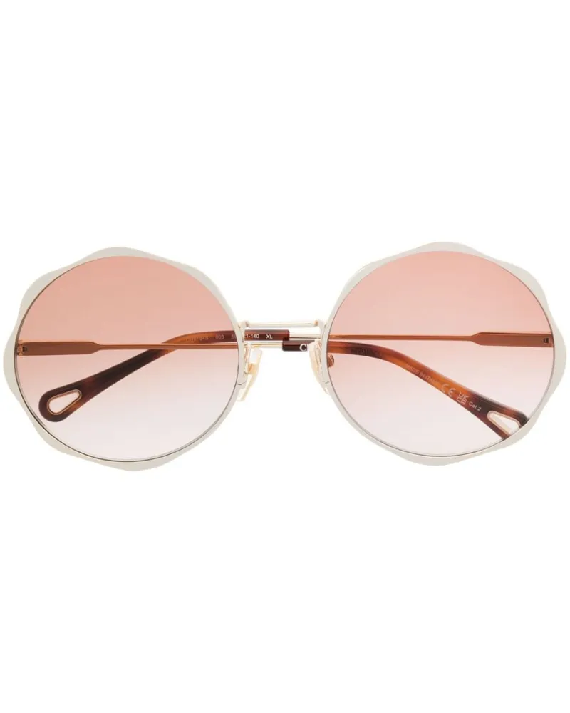 Chloé Runde Sonnenbrille mit Logo-Gravur - Gold Gold