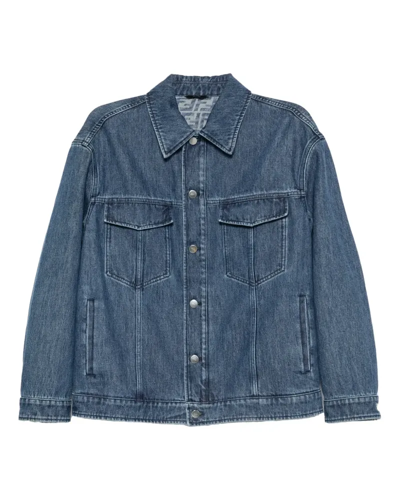 Fendi logo-patch denim jacket - Blau Blau