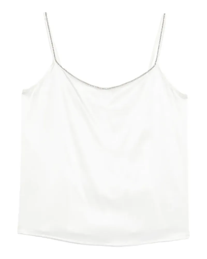 PANICALE Cashmere Top mit Perlenträgern - Weiß Weiß