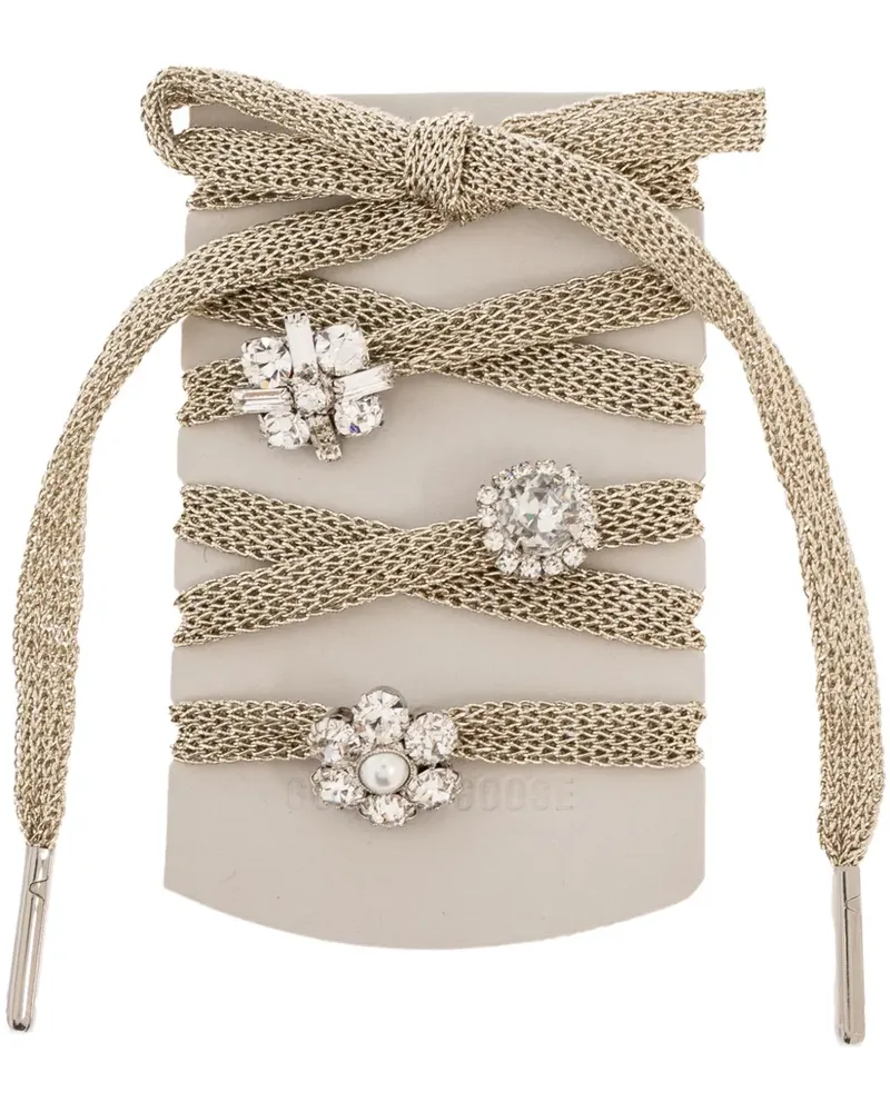 Golden Goose crystal-embellished woven shoelaces Gold