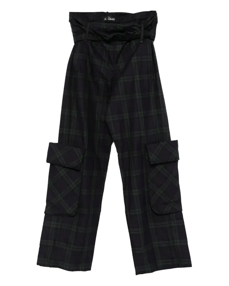 OPEN YY rolled-waist tartan cargo pants - Grün Grün